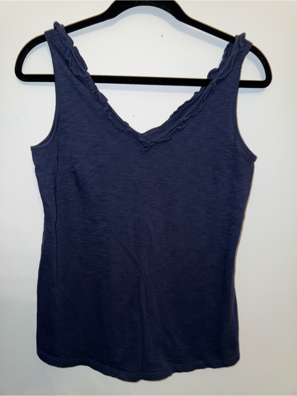Lilly Pulitzer Navy V-Neck Ruffle Trim Tank